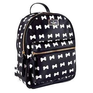 Kate Spade Black Nylon Small Bowtie Print Backpack